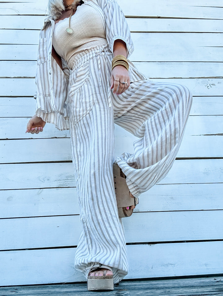 Calm Current Stripe Set - Taupe