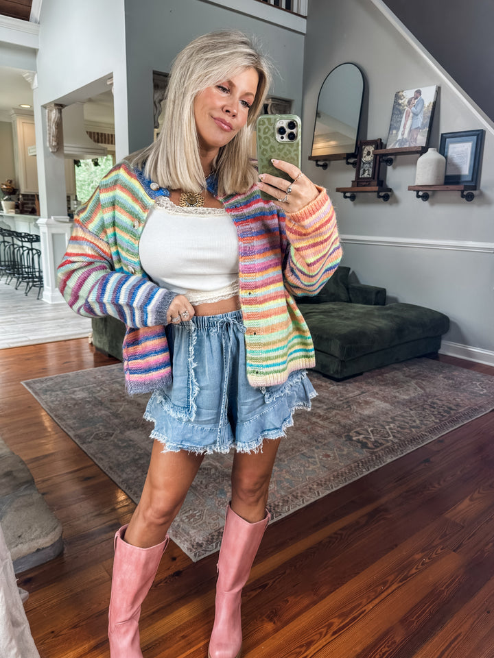 Coastal Frayed Denim Shorts