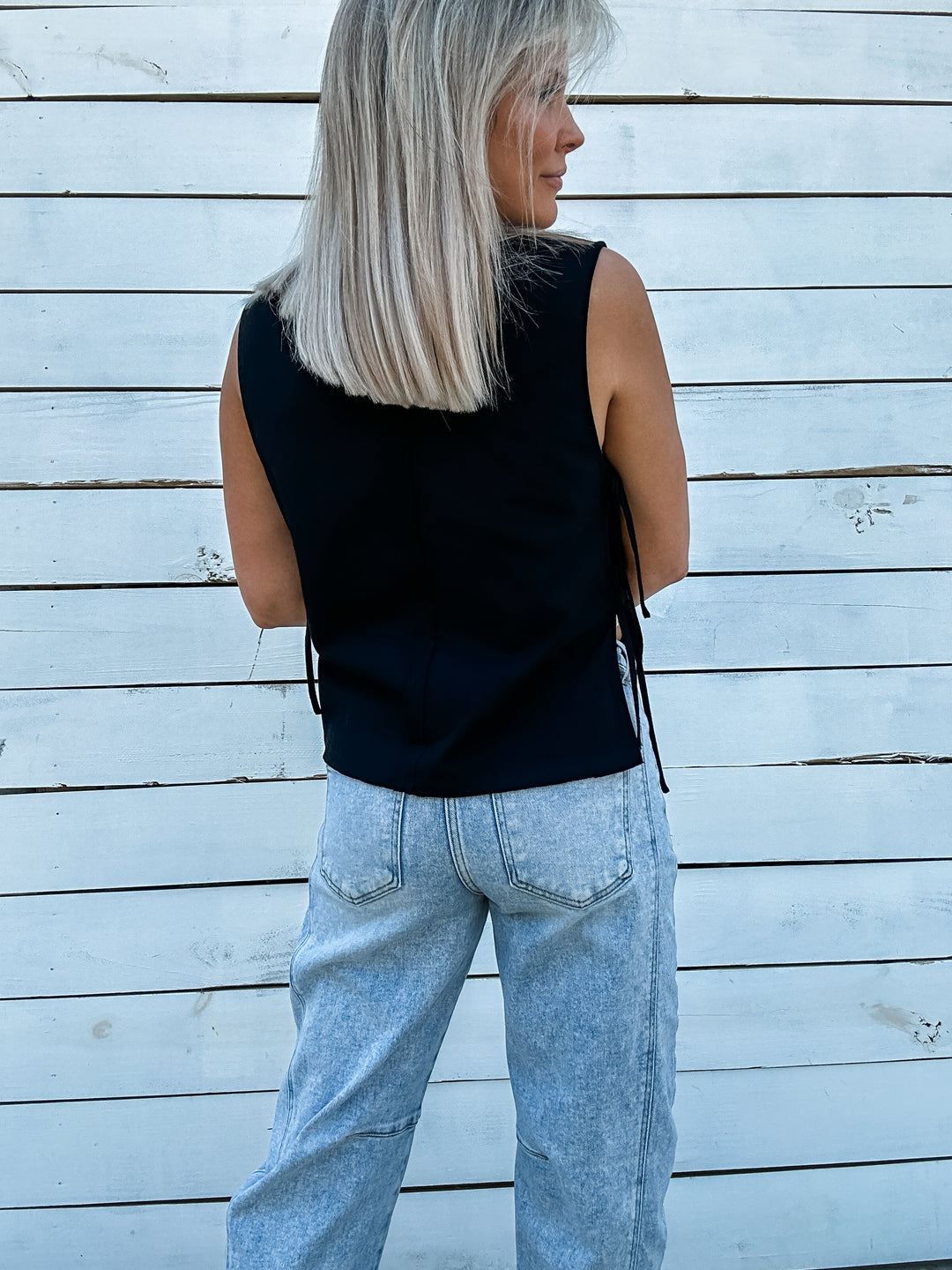 The Sweet Side Tank with Side Ties - Black