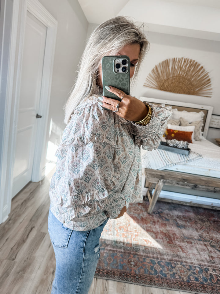 All the Right Feels Ruffle Sleeve Blouse