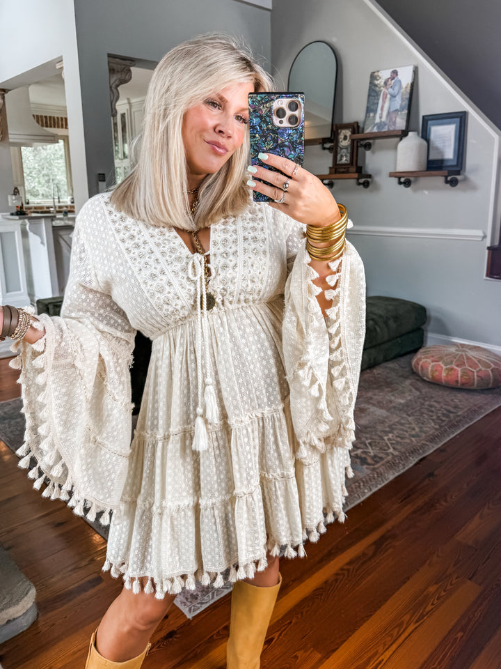 Untamed Tassel Dress - Natural