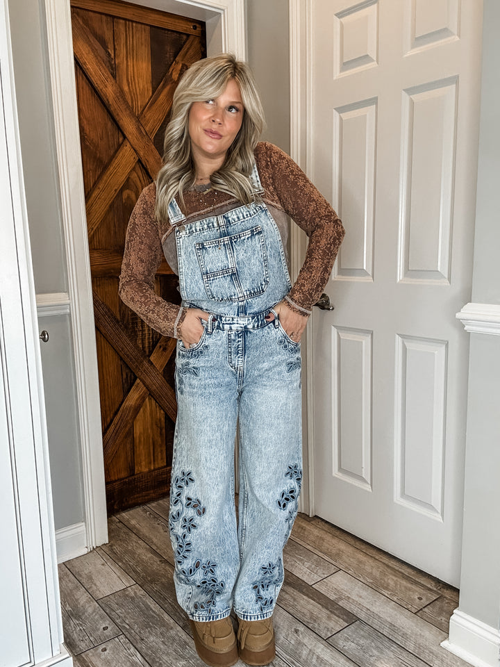 Denim Daydreams Eyelet Overalls