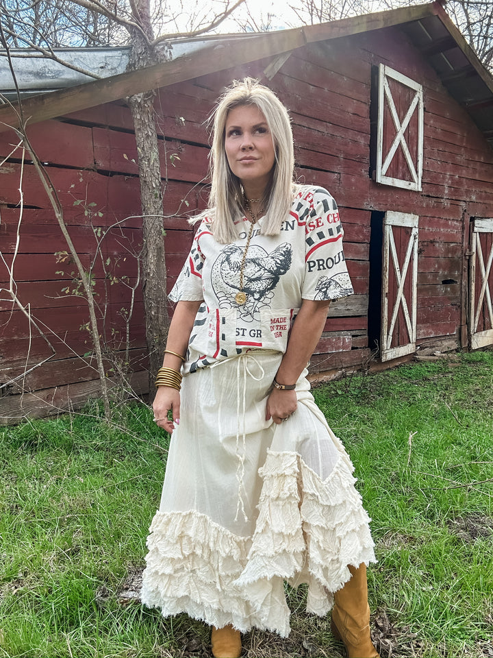 Ruffled Rose Maxi Skirt