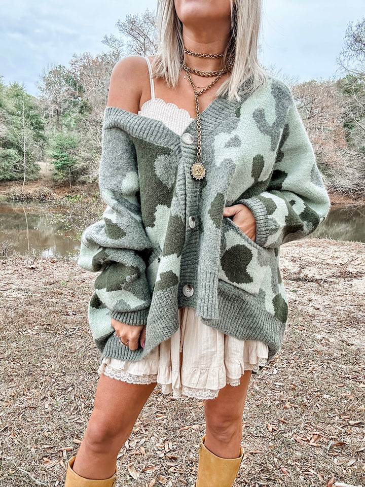 Camo Comfort Oversized Cardigan