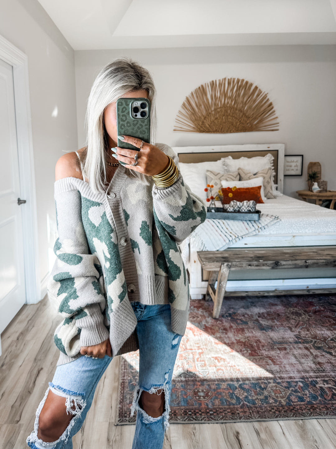 Camo Comfort Oversized Cardigan - Taupe
