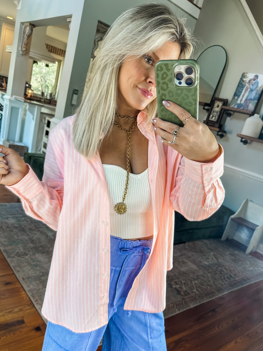 Hidden Cove Striped Woven Top - Pink