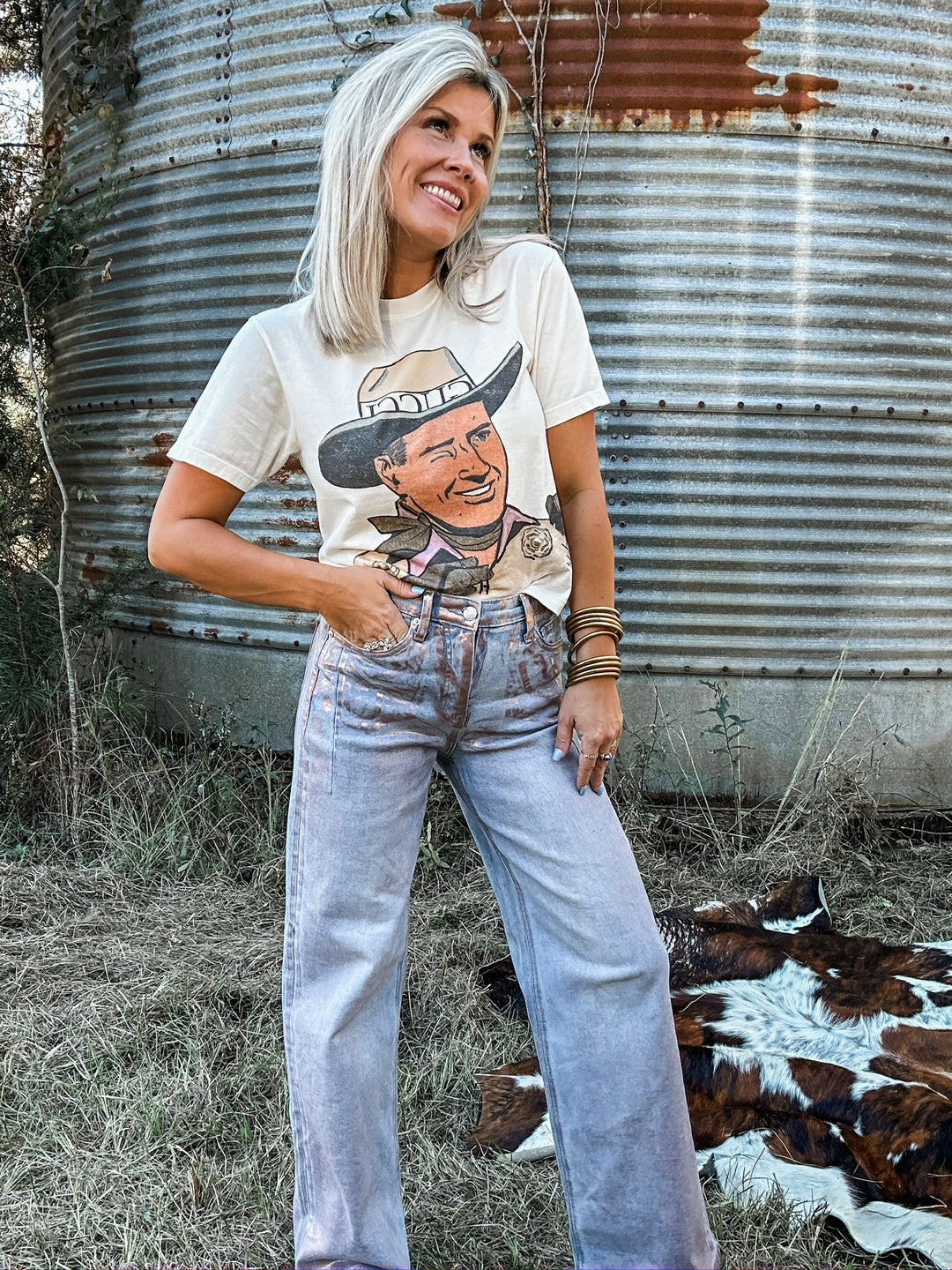 Cowgirl Chrome Metallic Foil Denim