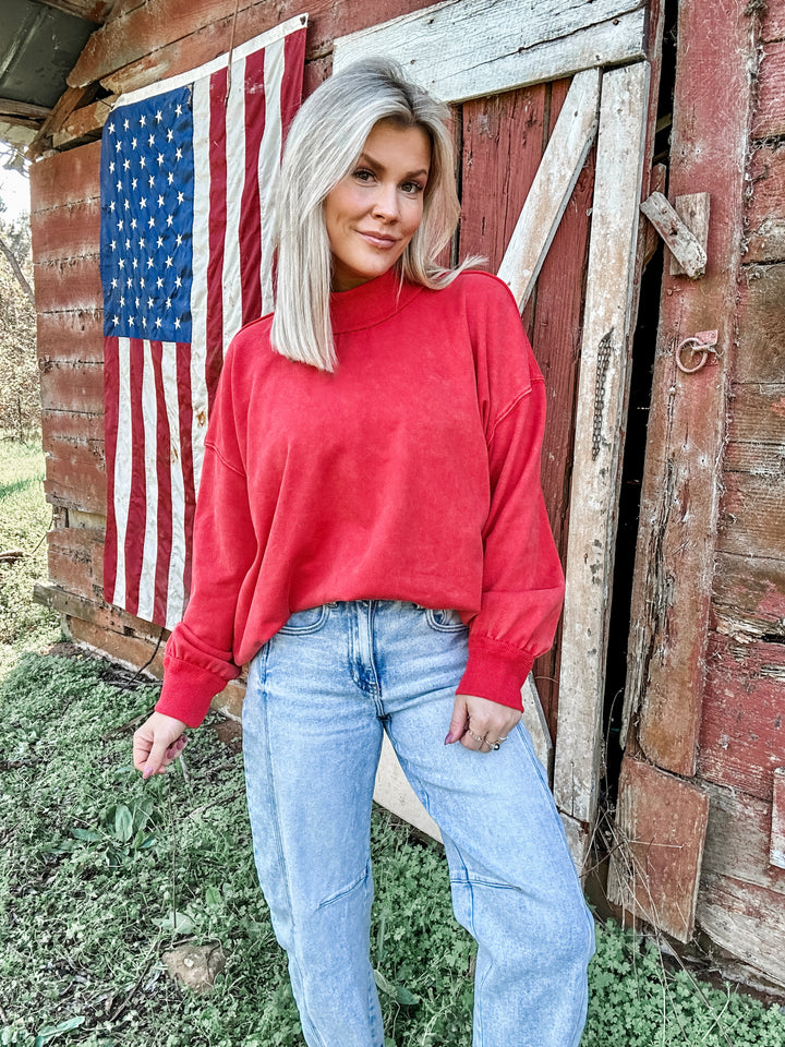 Washed & Wild Oversized Mock Neck Sweater