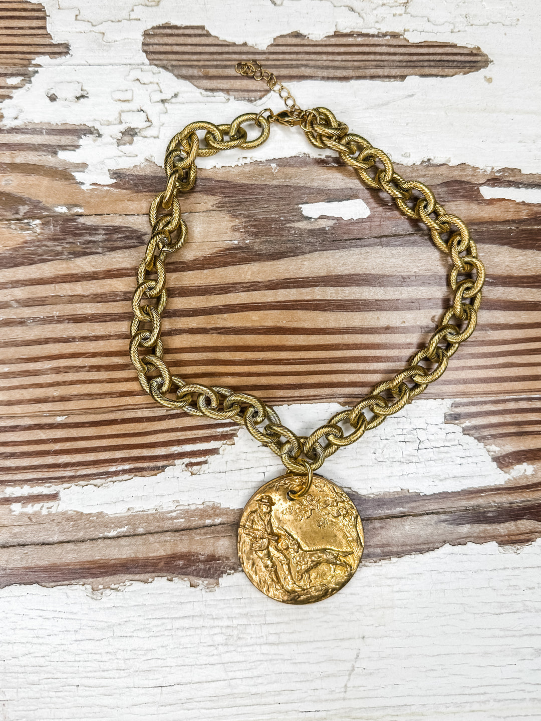 Vintage Hunter & Dog Necklace