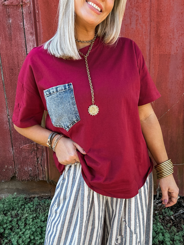Surprise Me Top - Burgundy