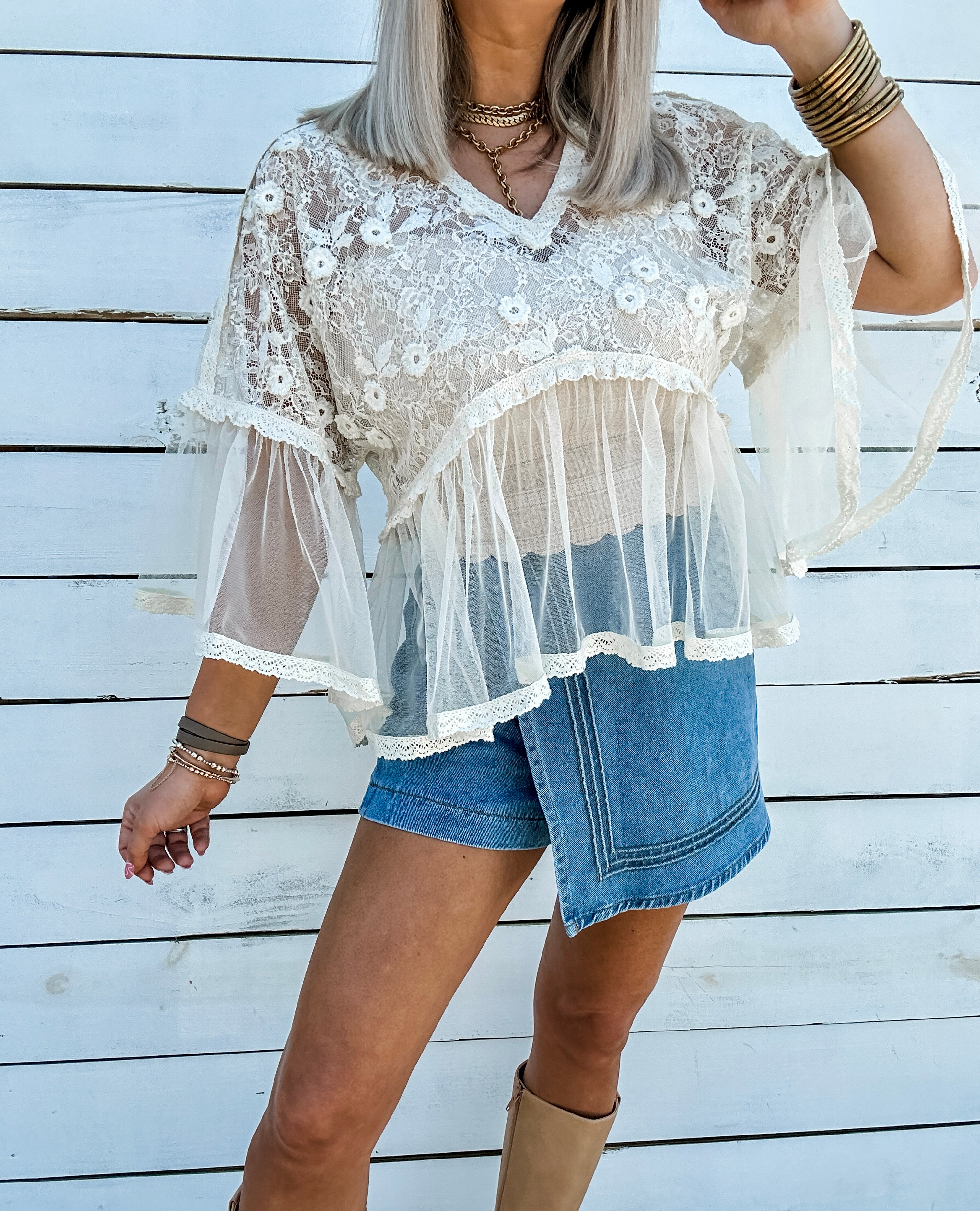 新品　bibiy LOTTY LACE TOP Soft Romance Lace Top - Ivory – Hitchin' It Boutique