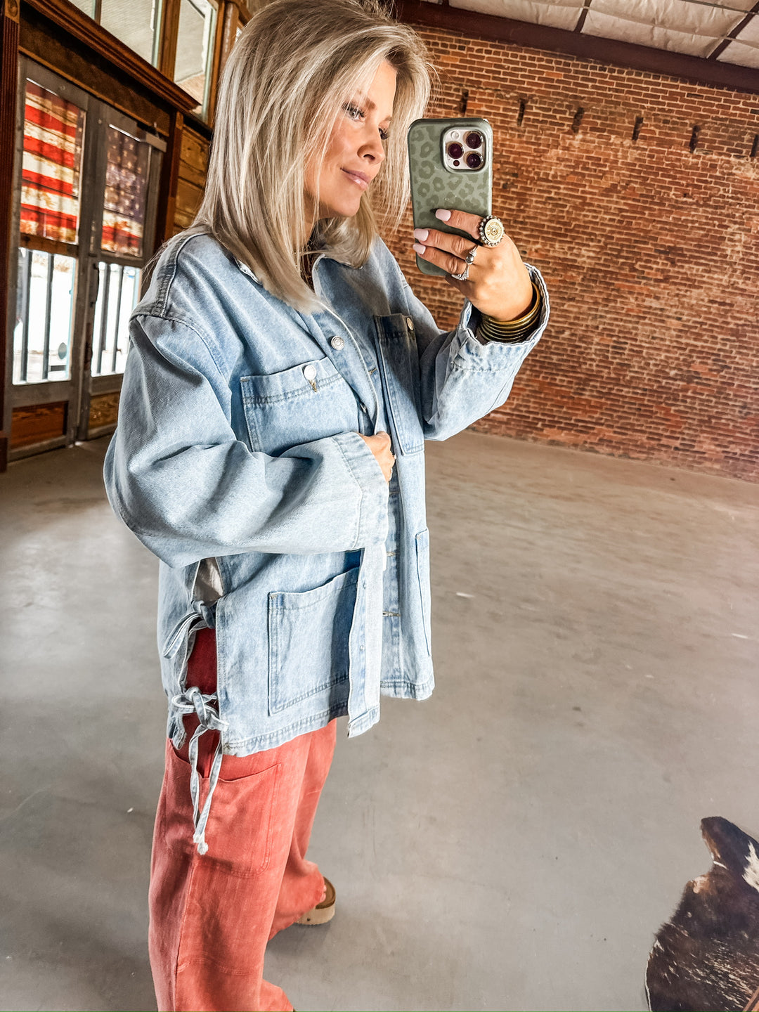 Boho Blues Side Tie Oversized Denim Jacket