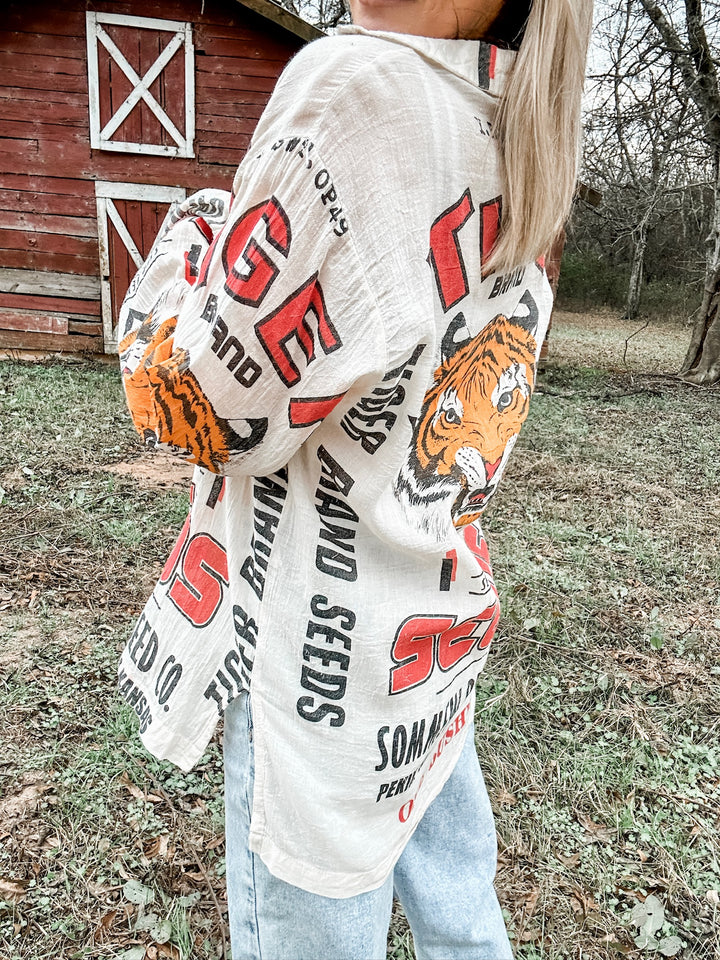 Vintage Tiger Button Up