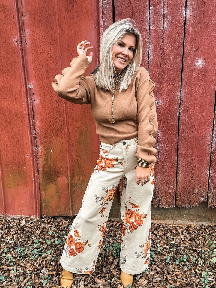 On the Edge Scalloped Sleeve Sweater