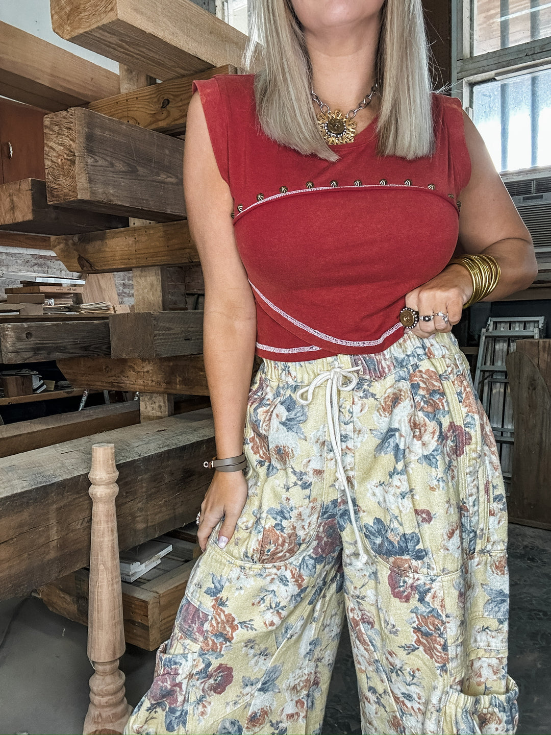 Memory Lane Floral Denim Bottoms