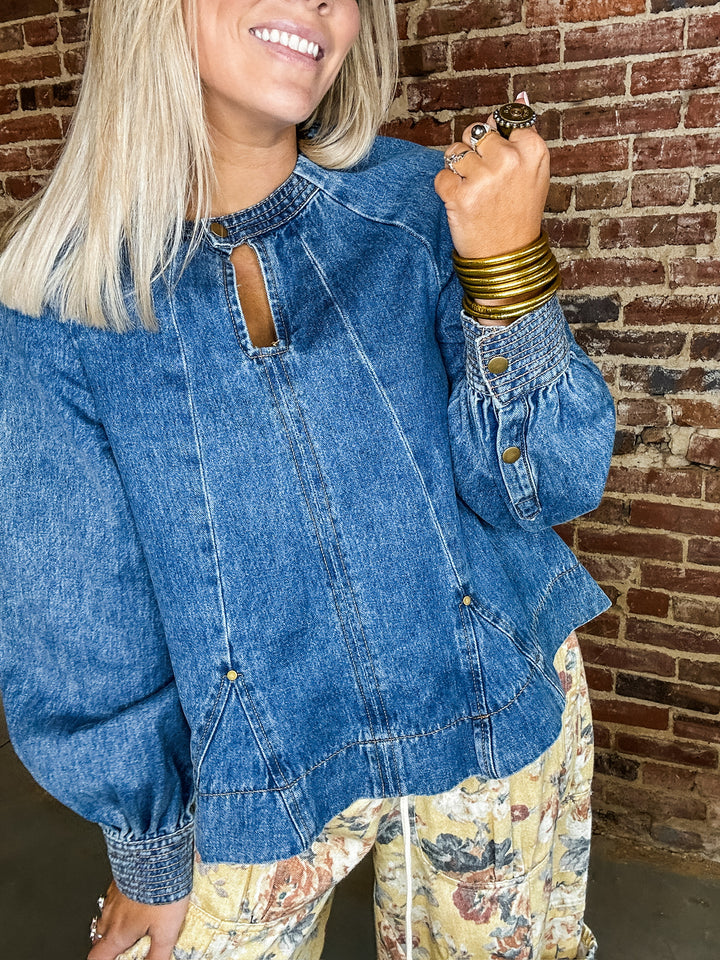 Modern Flare Denim Top