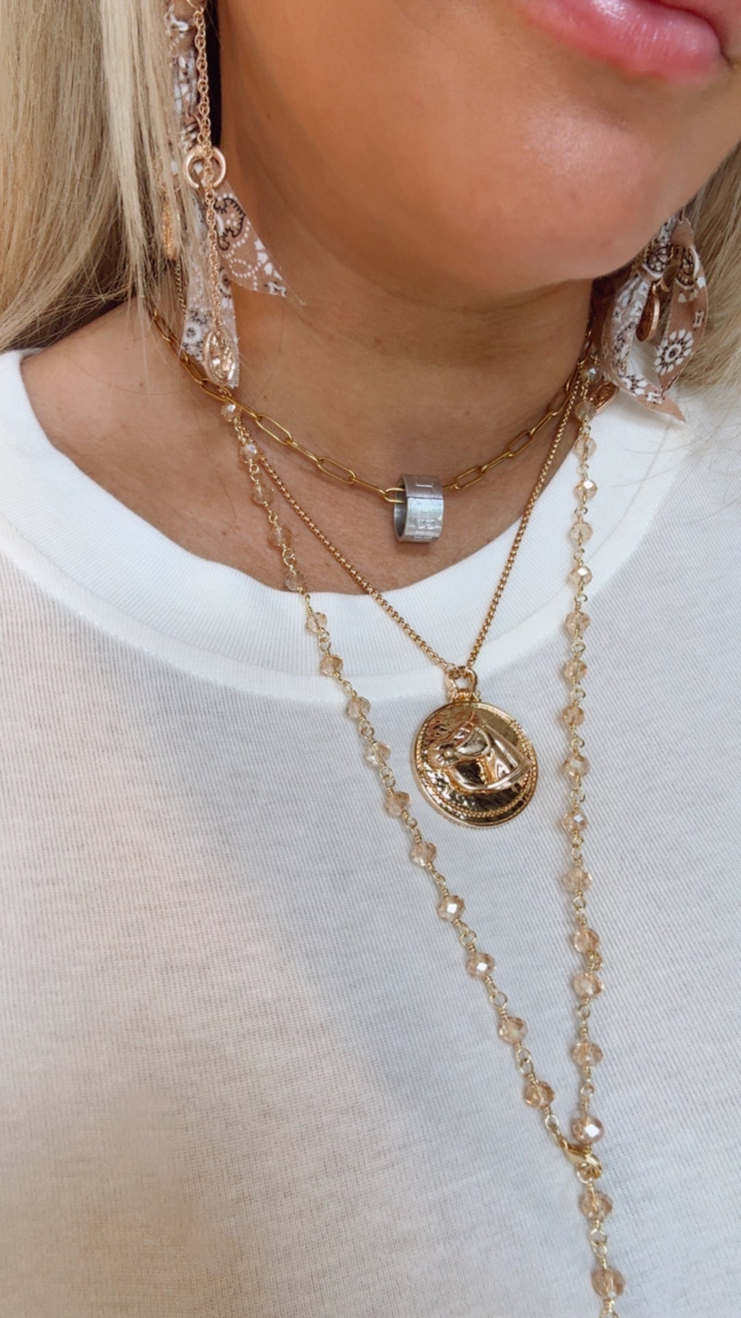 Bird Band Necklace - Gold Chain