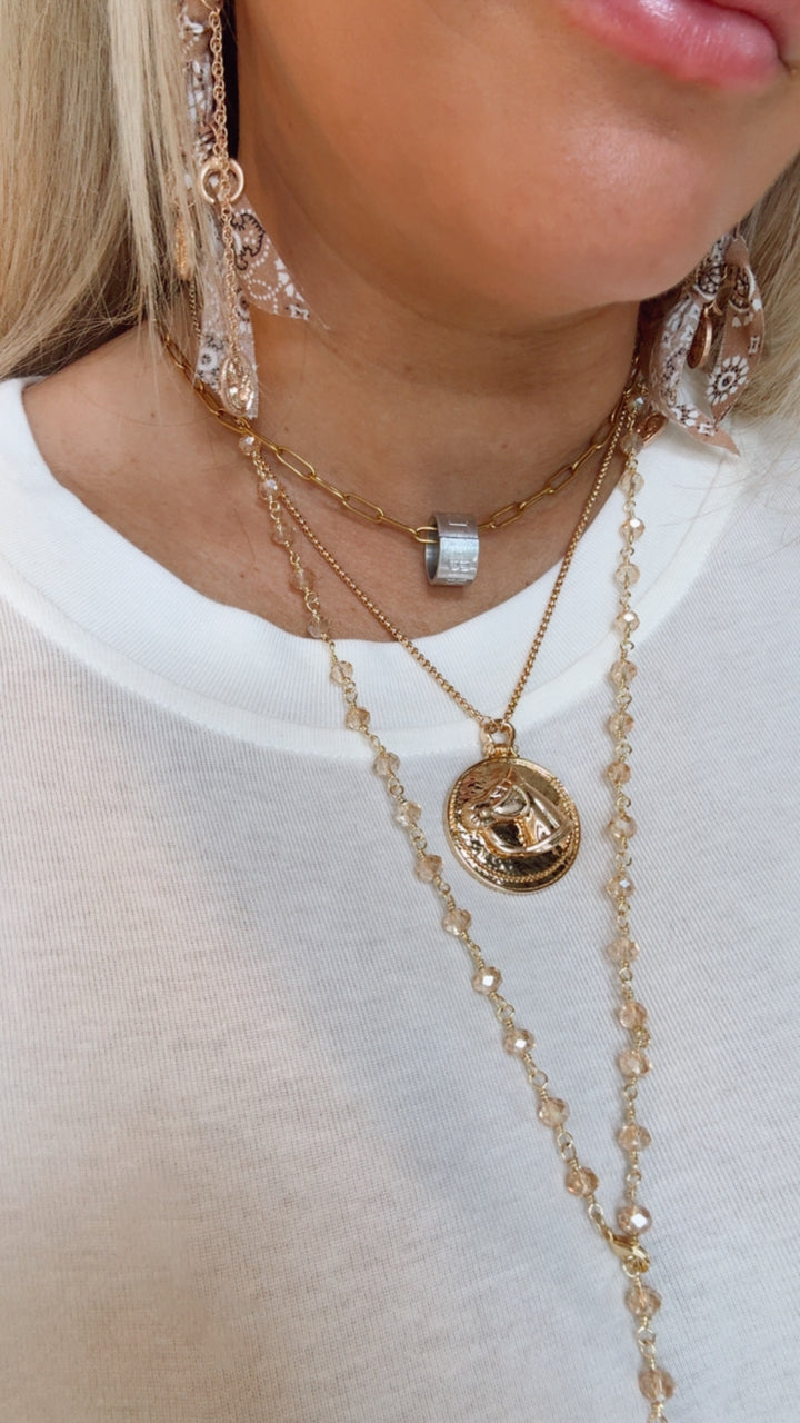 Bird Band Necklace - Gold Chain