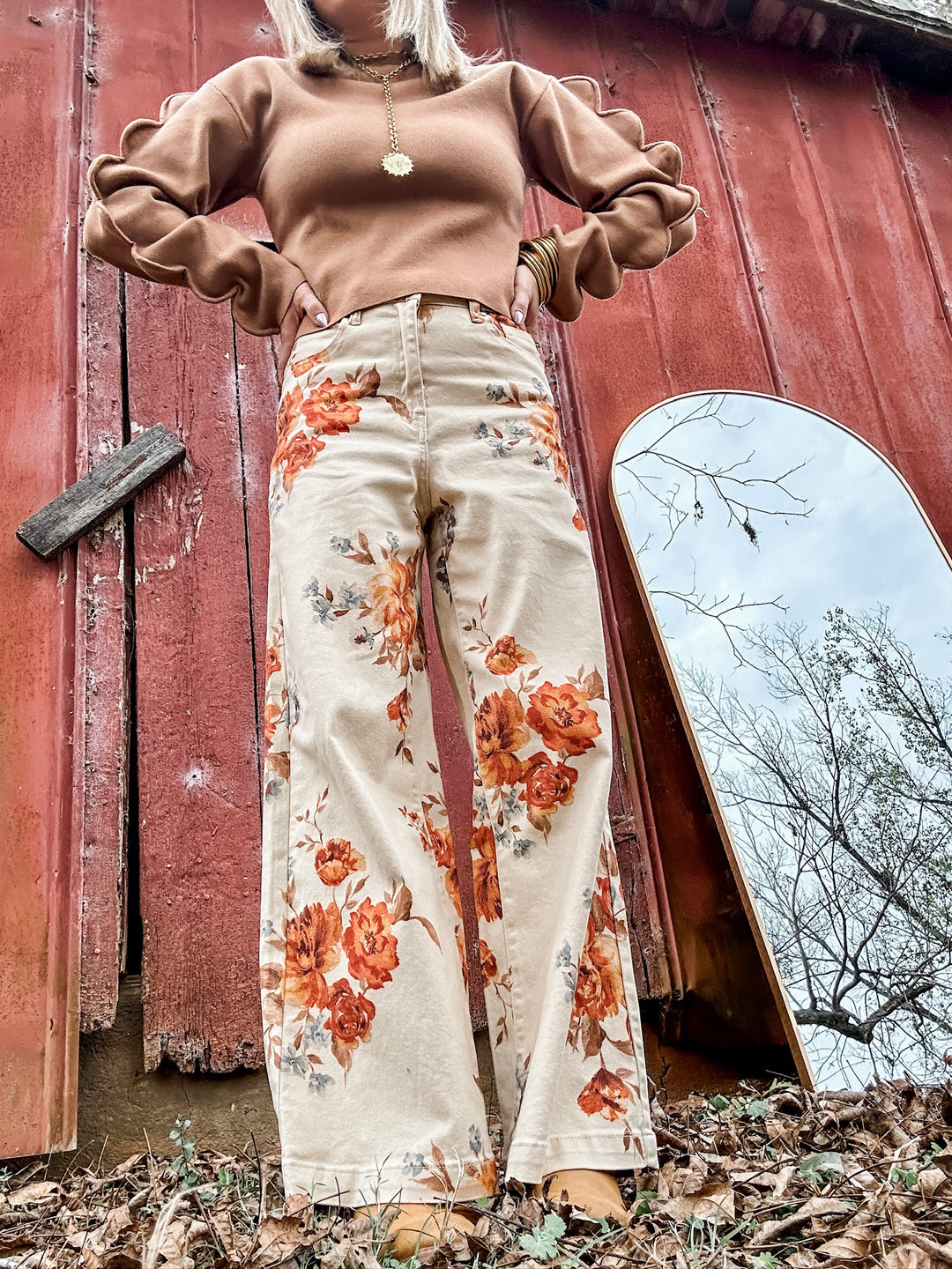 Faded Florals Denim - Cream