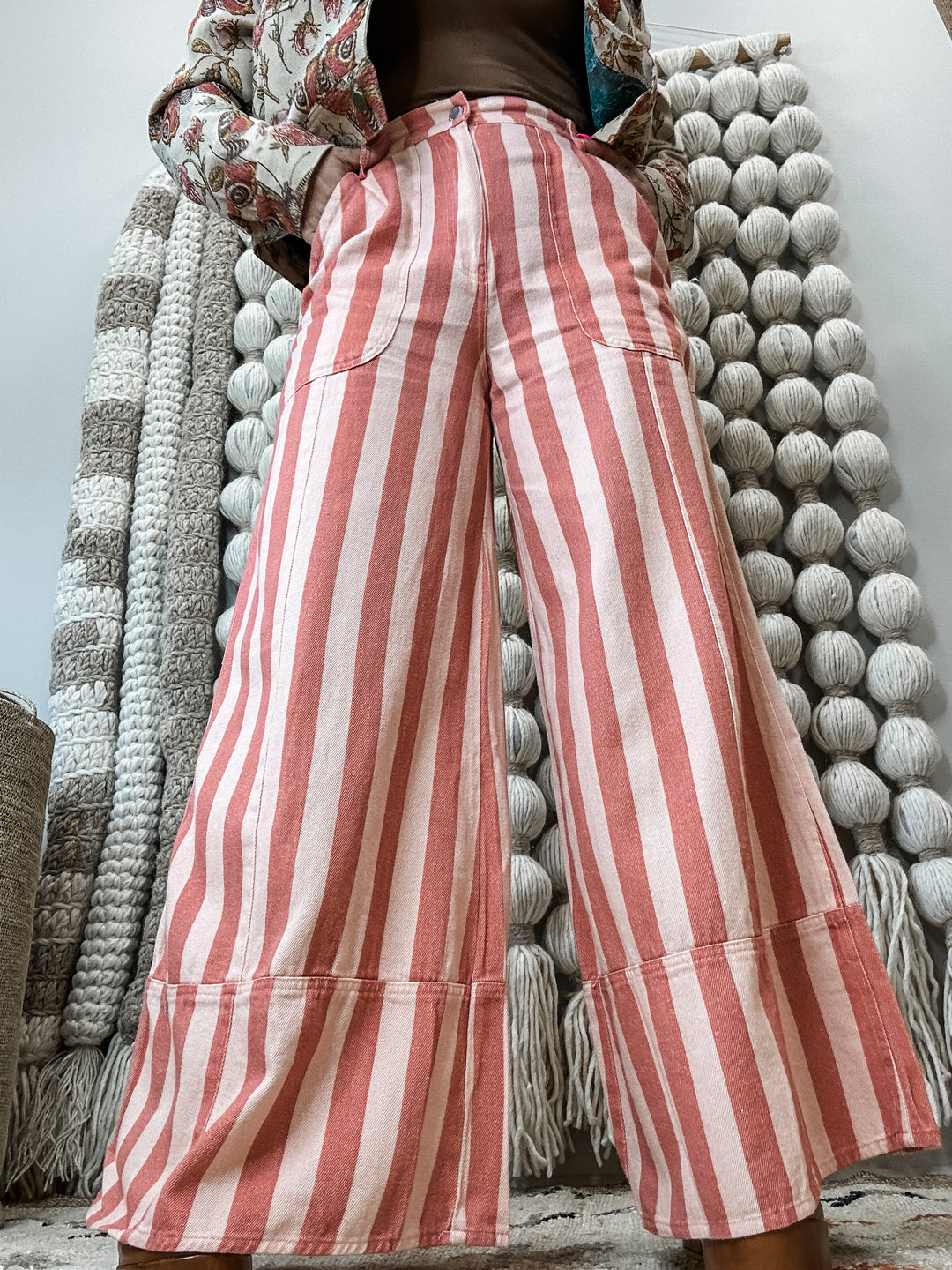 Coral Crush Wide Leg Bottoms