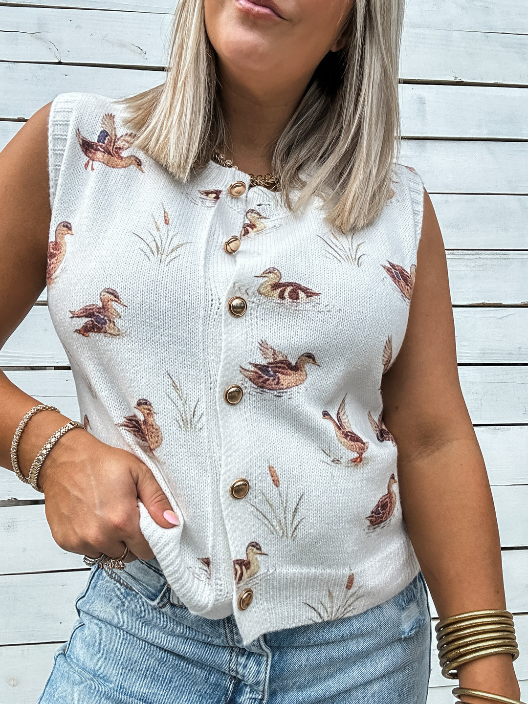 Golden Hour Button Down Mallard Sweater Vest