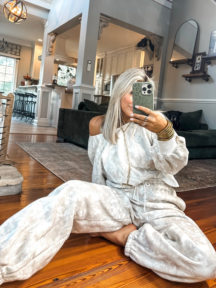 Camo Made Easy Off Shoulder Crewneck