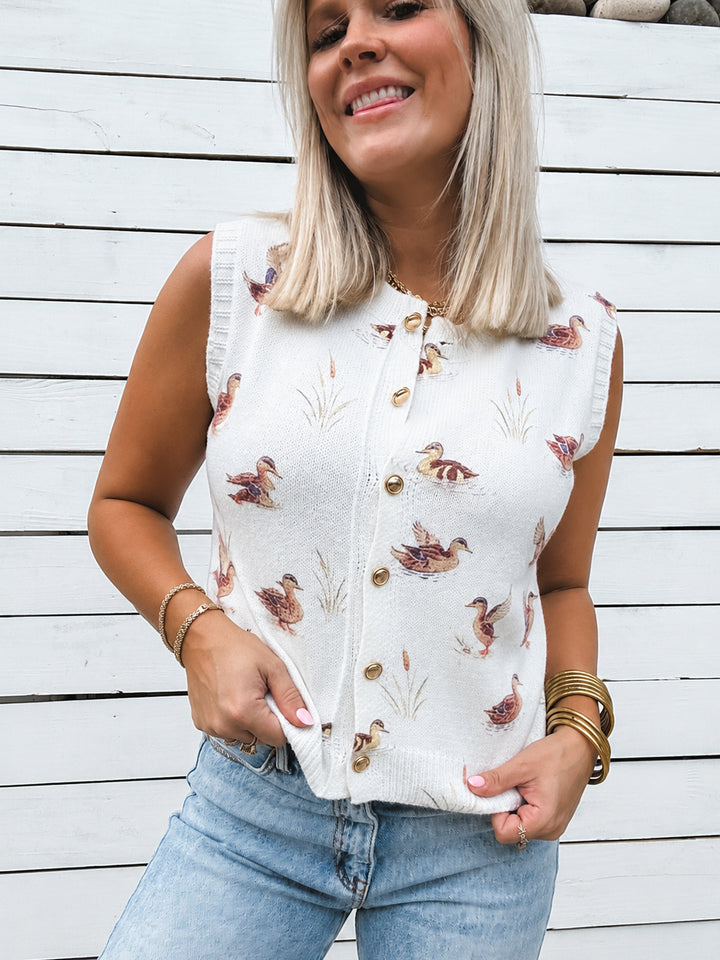 Golden Hour Button Down Mallard Sweater Vest