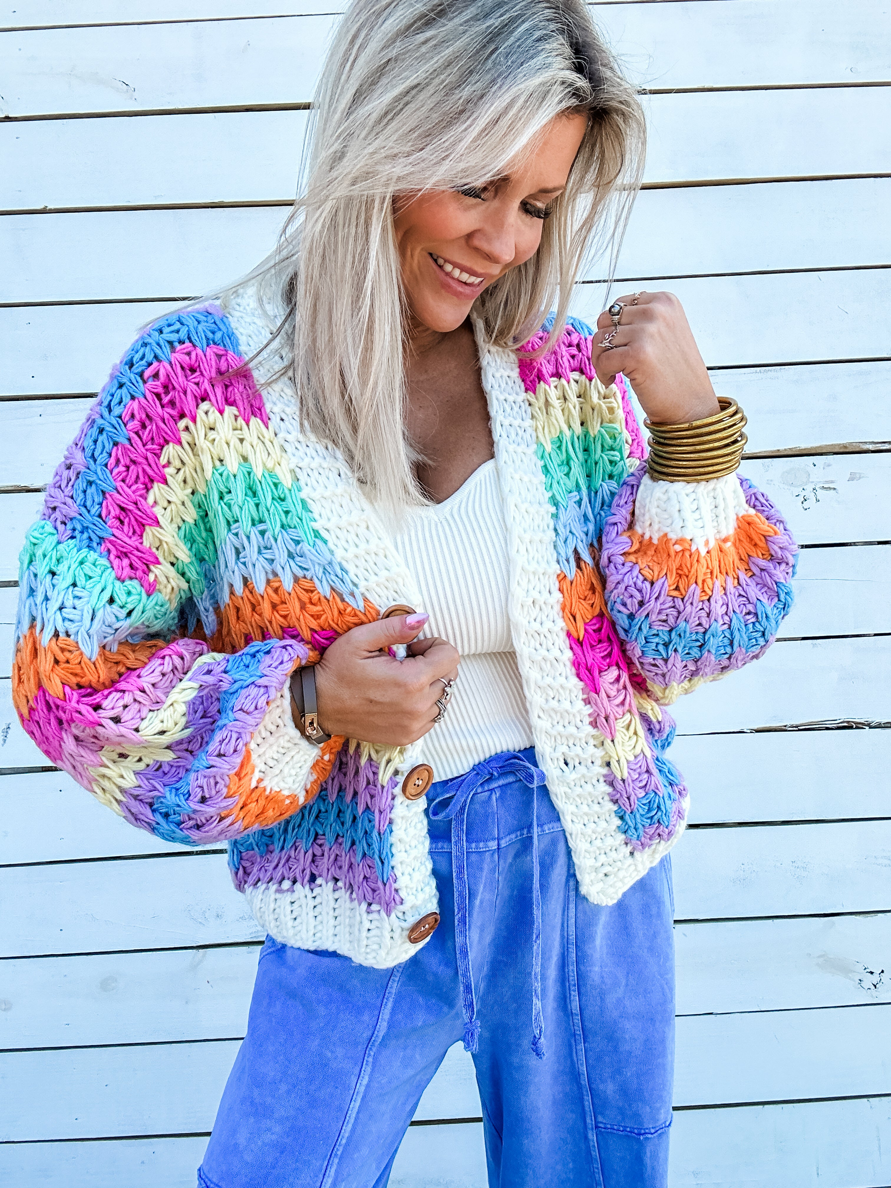 Painted Sky Chunky Knit Rainbow Cardigan – Hitchin' It Boutique
