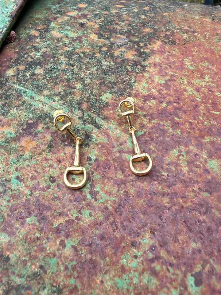 Linked Horse Bit Earrings - Gold