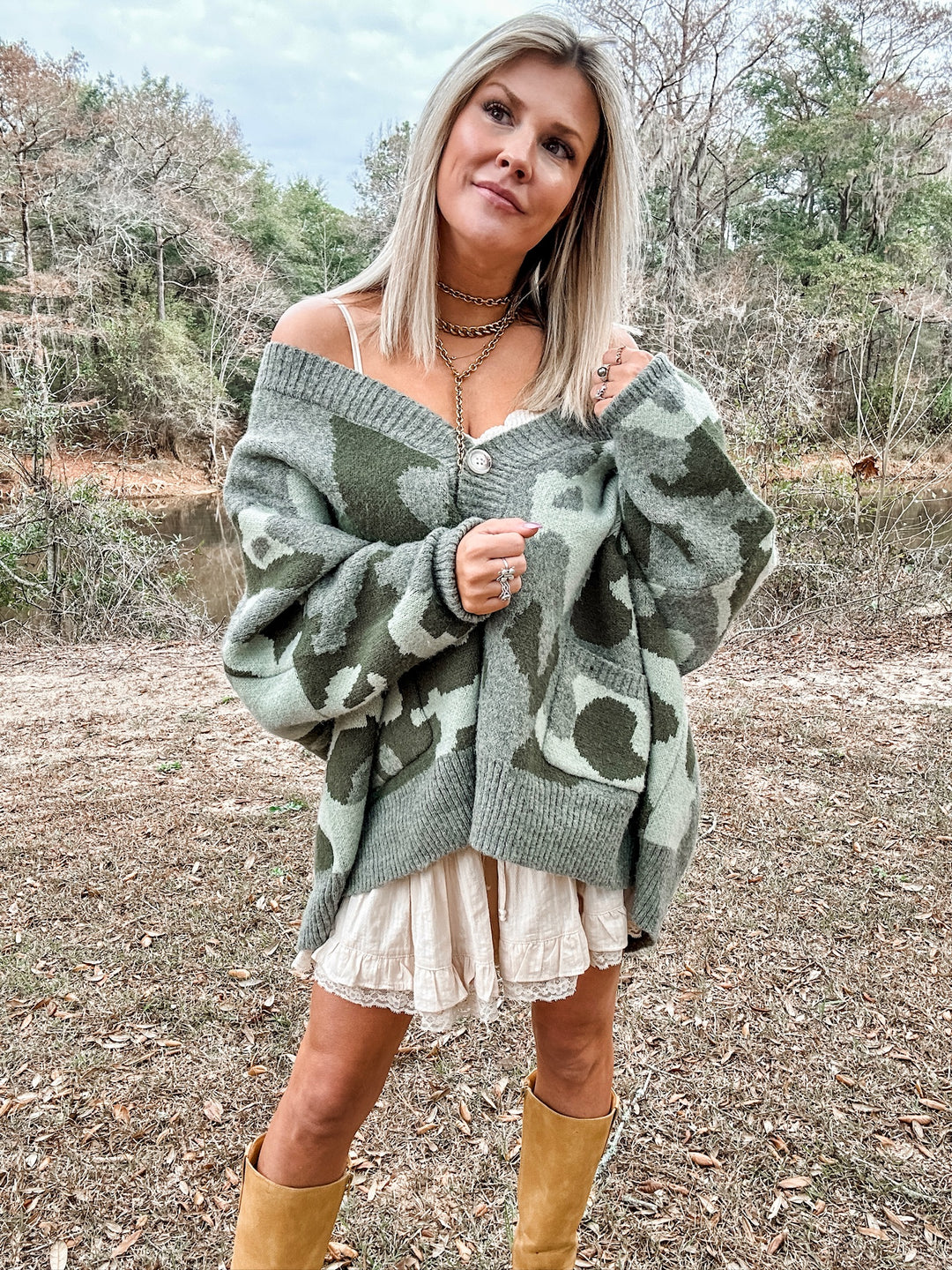 Camo Comfort Oversized Cardigan