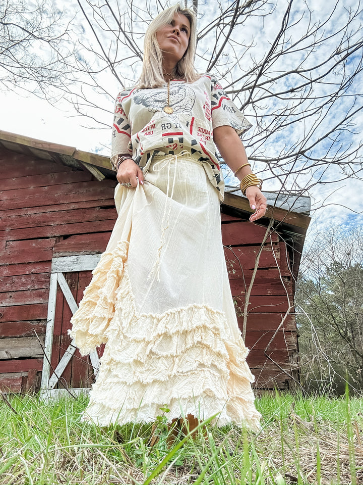Ruffled Rose Maxi Skirt