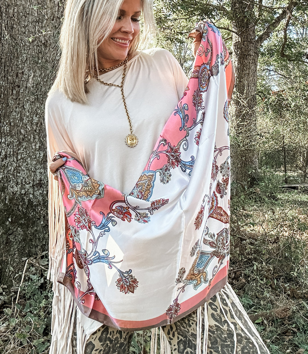 Pink & Brown Paisley Wild Rag Scarf