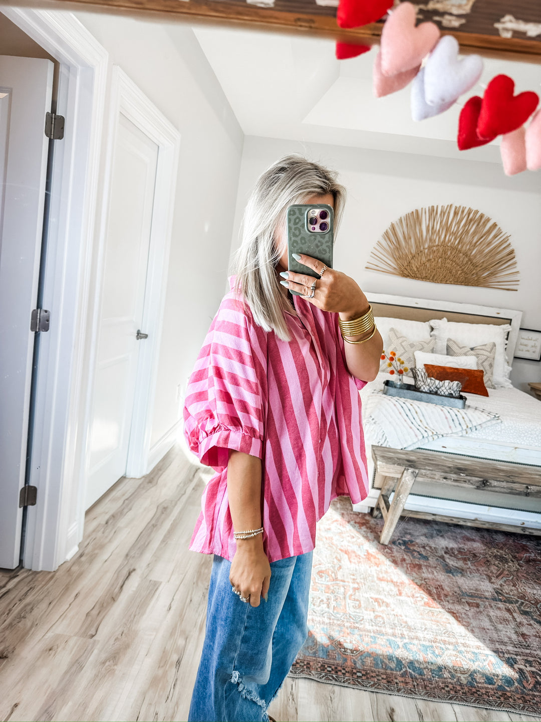 Love You More Striped Button Down Top