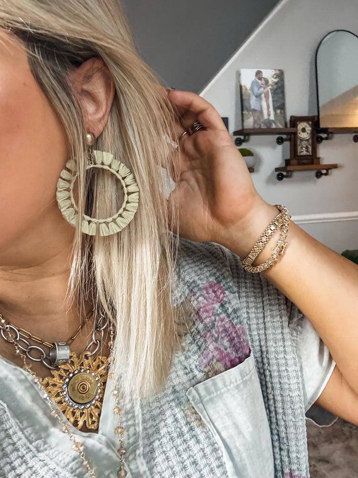 Mint Raffia Hoops