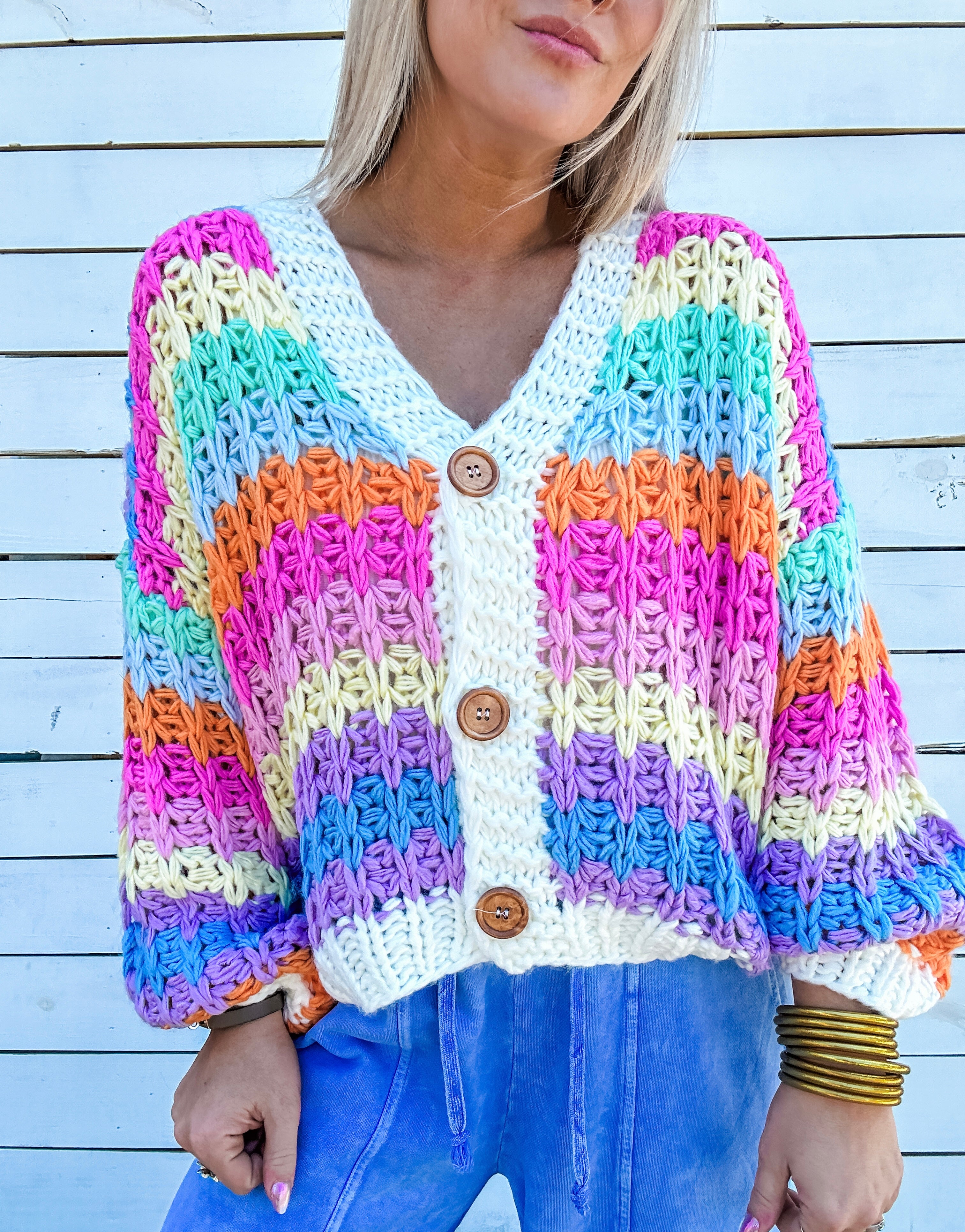 Painted Sky Chunky Knit Rainbow Cardigan – Hitchin' It Boutique