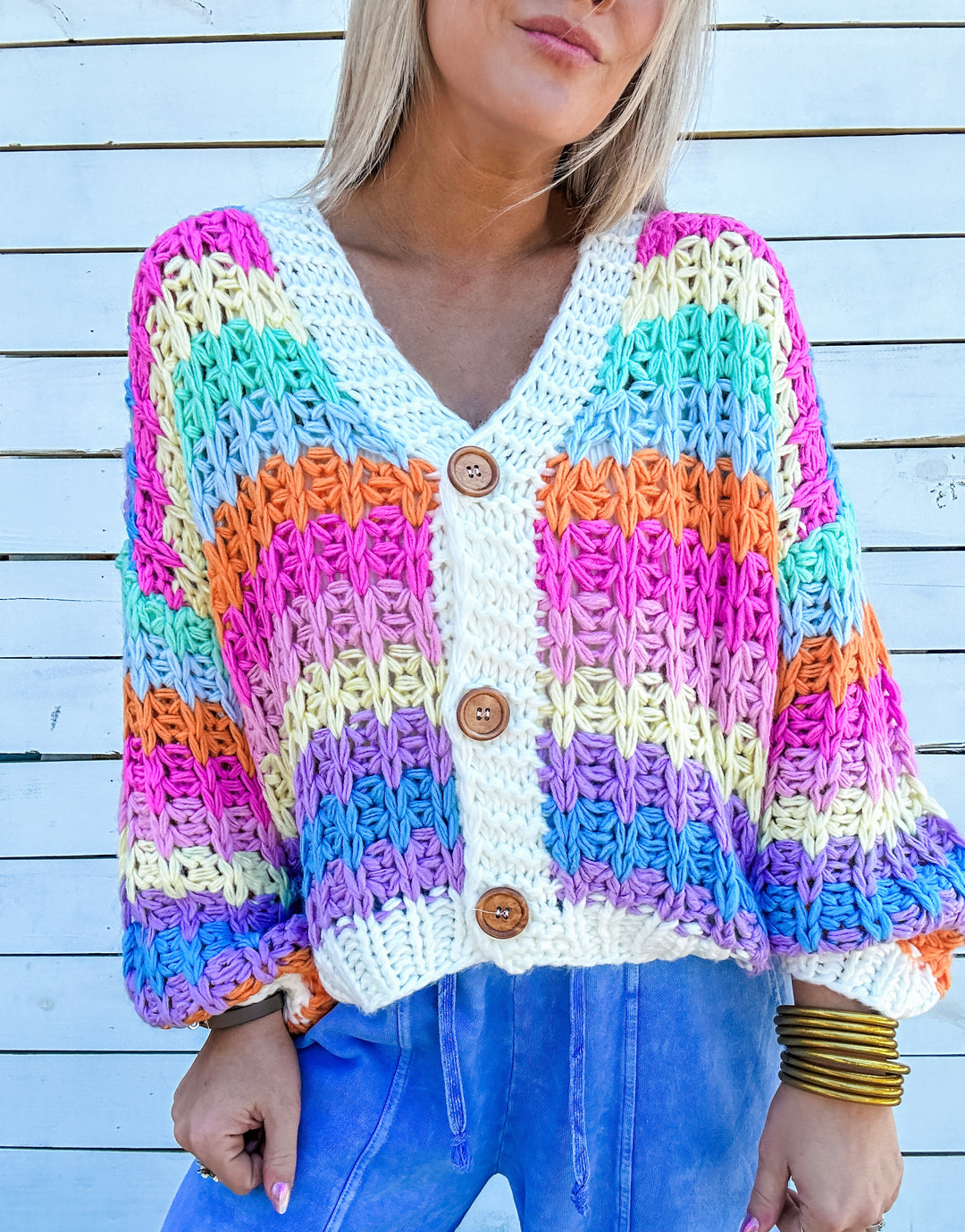 Painted Sky Chunky Knit Rainbow Cardigan