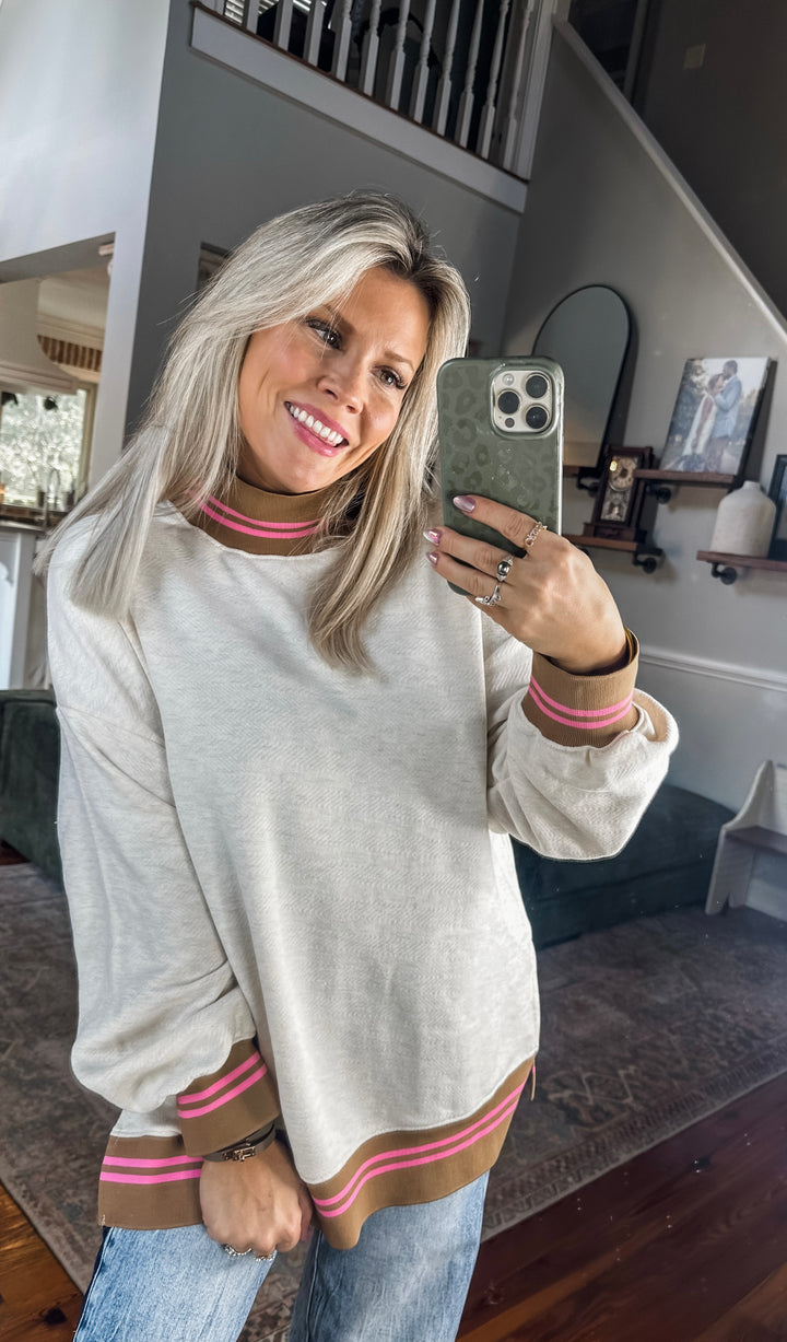 The Sweet Escape Oatmeal Mock Neck