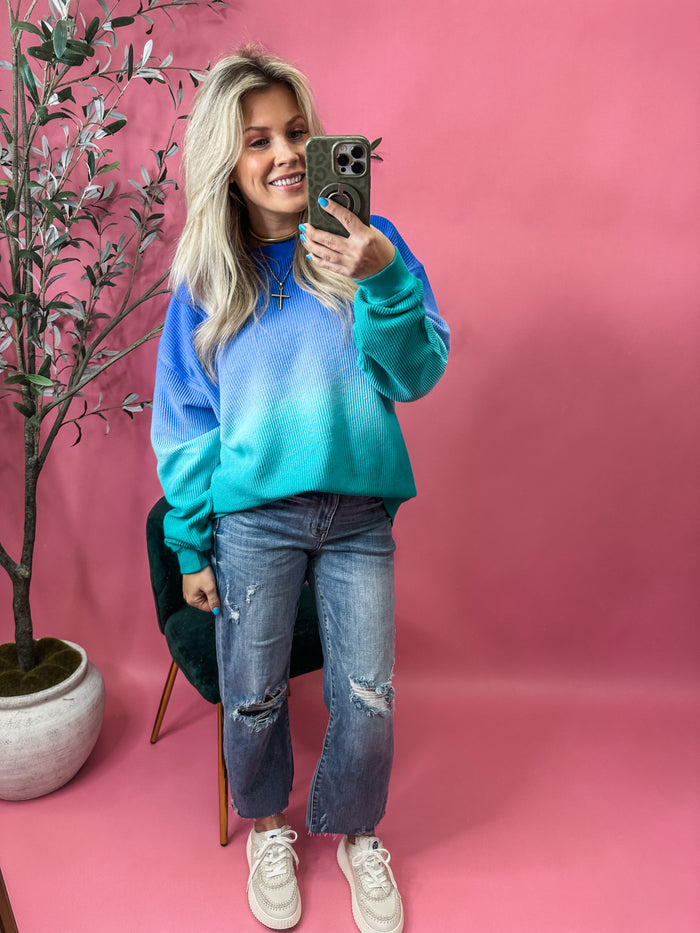 Obviously Ombre Sweatshirt - Blue/Green