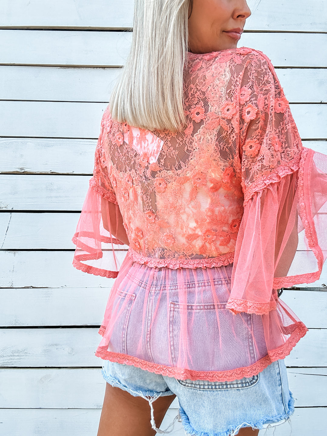 Soft Romance Lace Top - Apricot