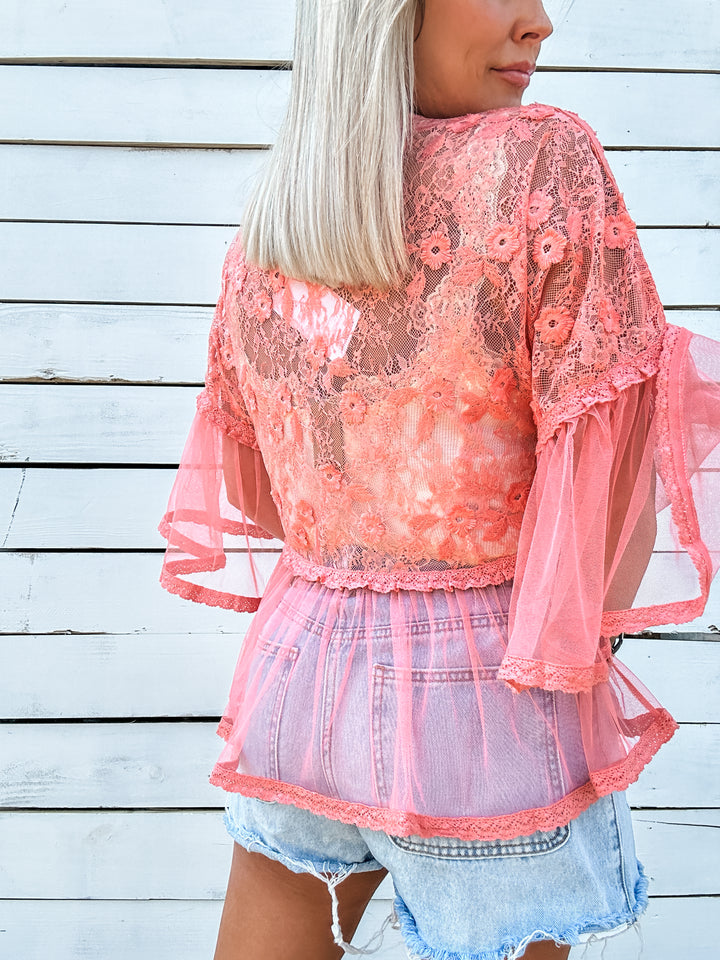 Soft Romance Lace Top - Apricot