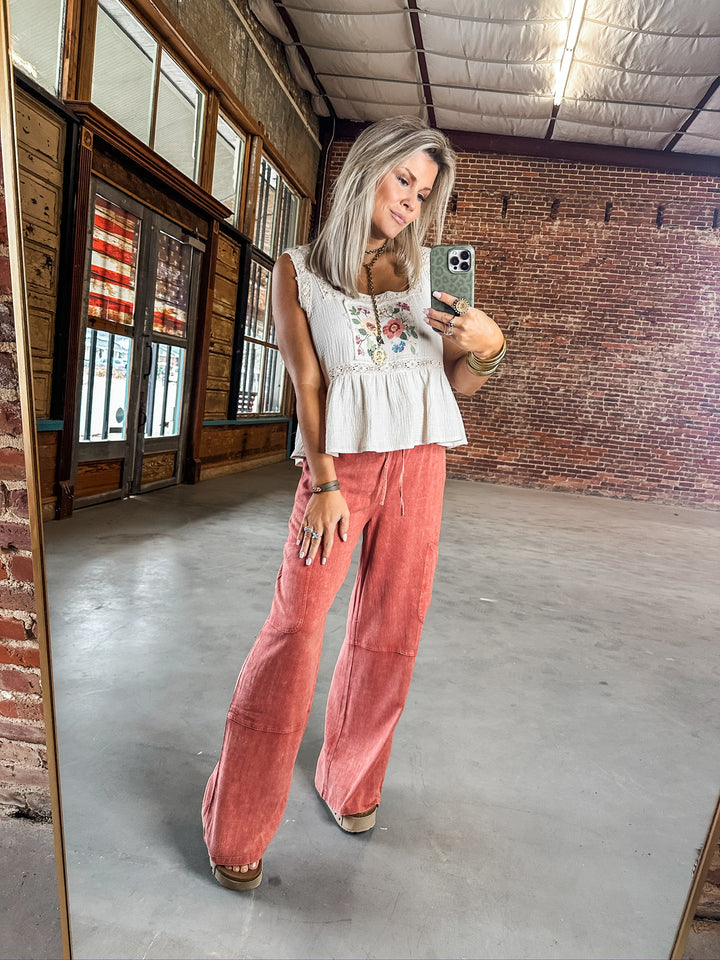 Easy Going Edit Mineral Wash Bottoms