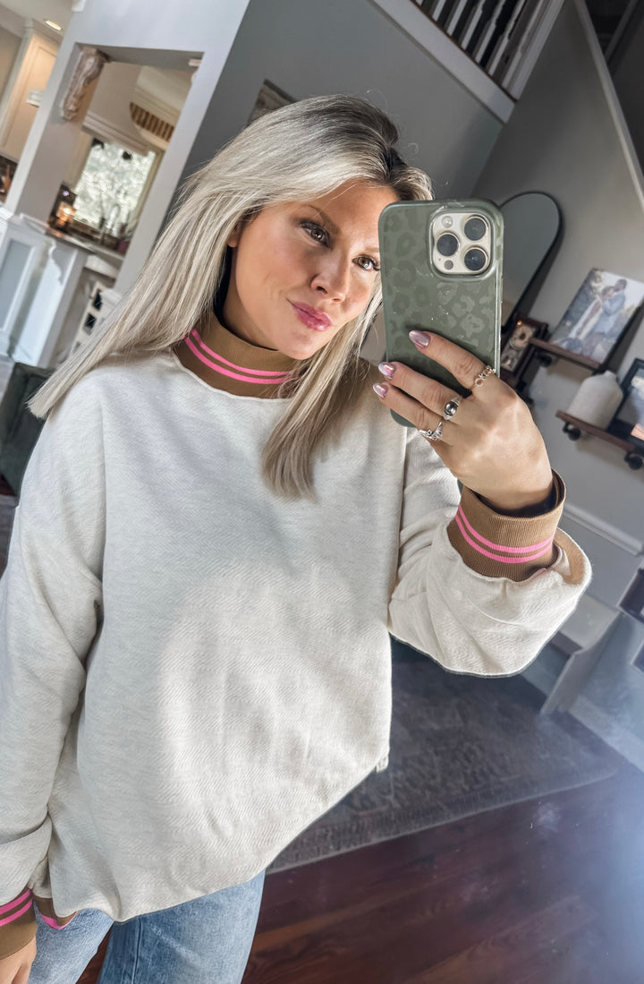 The Sweet Escape Oatmeal Mock Neck