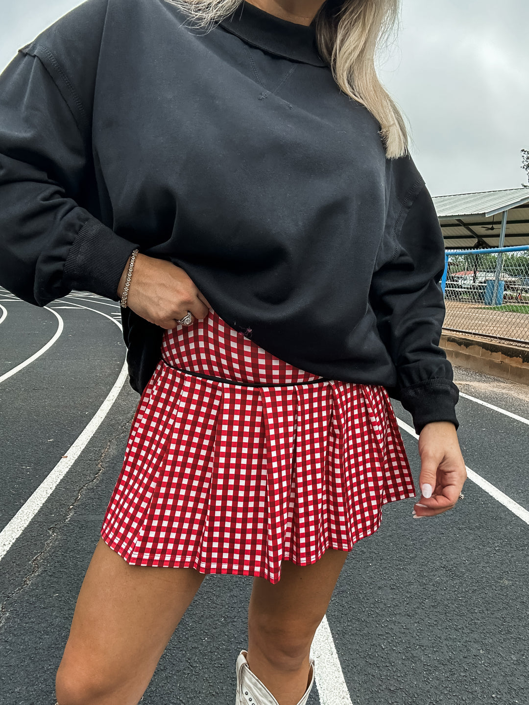 On The Move Gingham Printed Skort