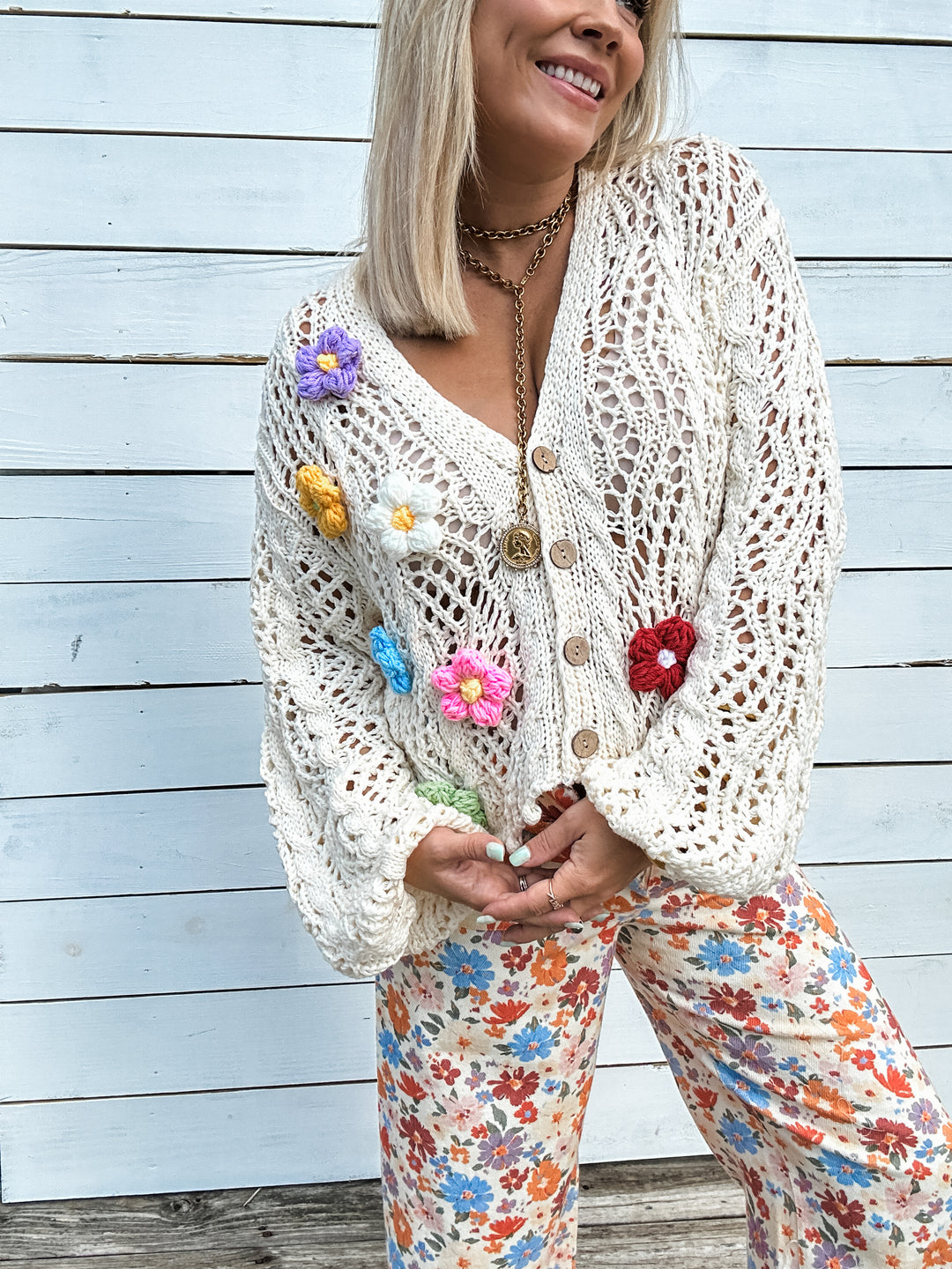 Petal Pop Crochet Sweater