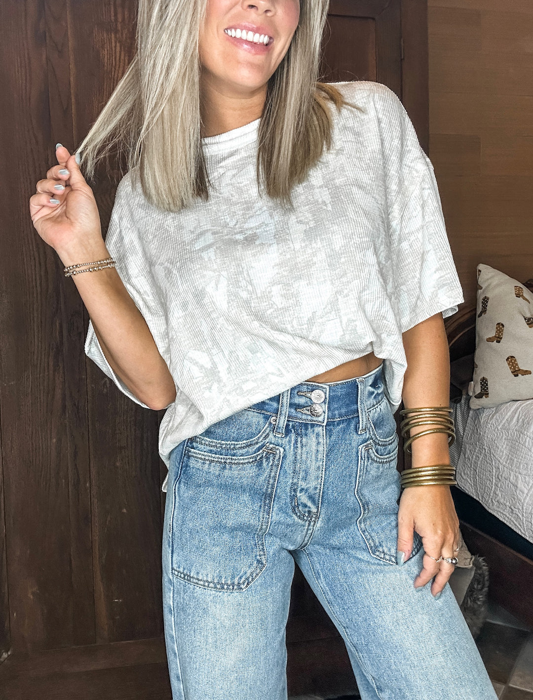 Roam Free Ribbed Camo Top