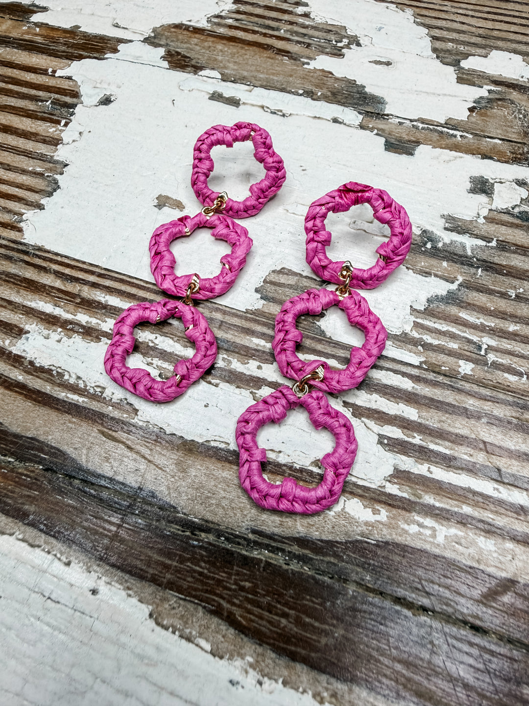 Pink Raffia Earrings