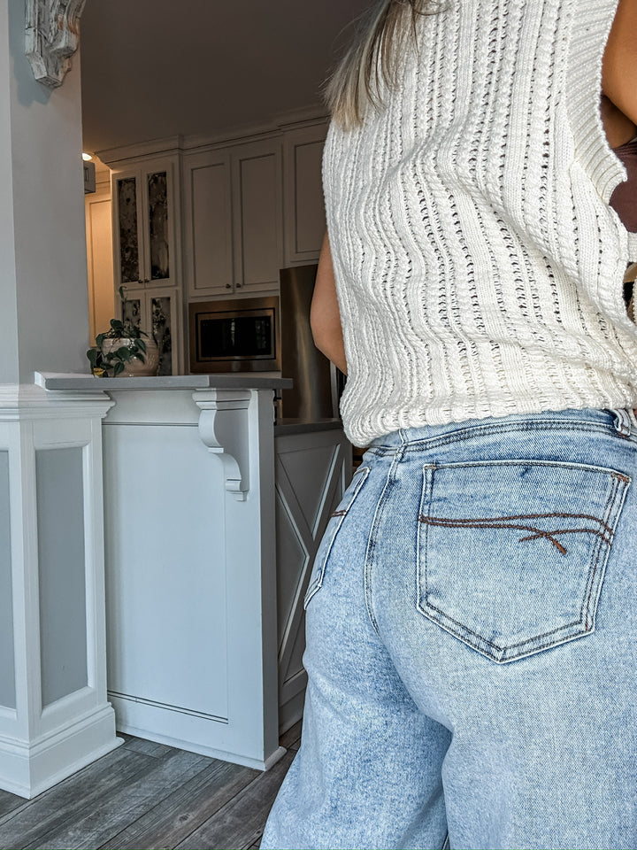 Easy Does It High Rise Tummy Control Wide Leg Denim