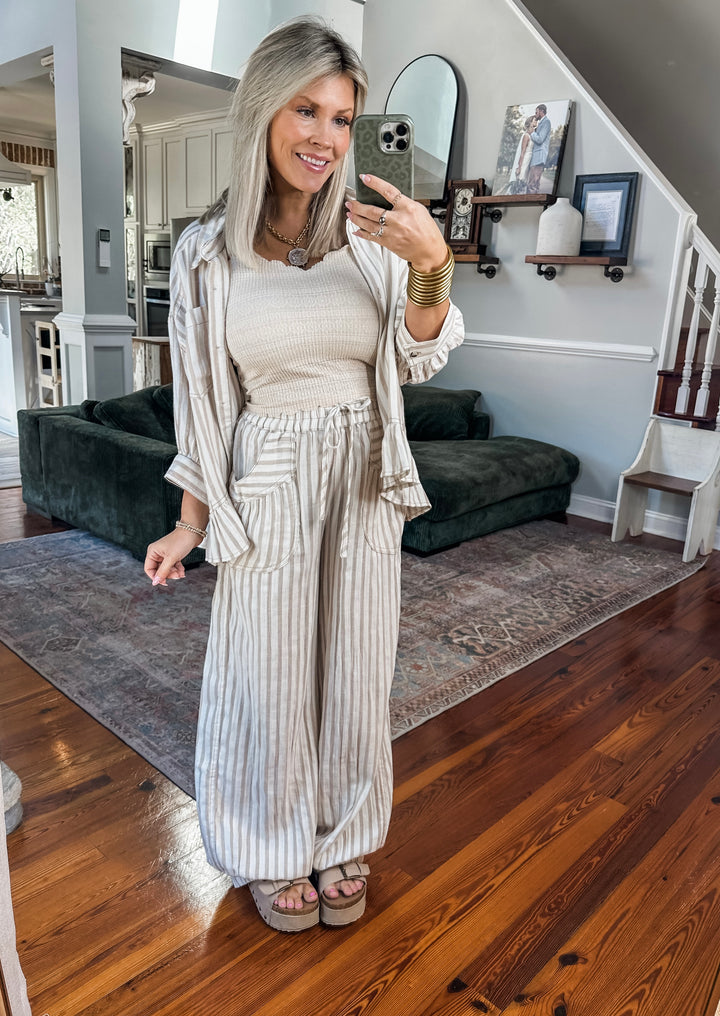 Calm Current Stripe Set - Taupe