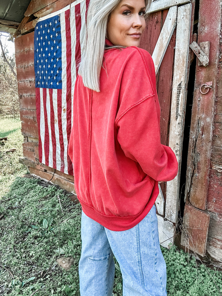 Washed & Wild Oversized Mock Neck Sweater