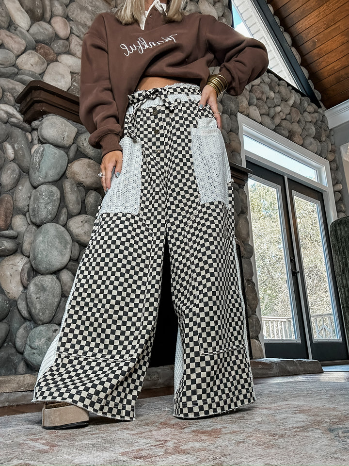 On The Grid Wide Leg Bottoms